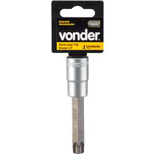 Soquete hexalobular macho longo, encaixe de 1/2", T60, VONDER