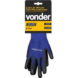 Luva de nylon com poliuretano, touch screen, tamanho 7, LTV 107, VONDER