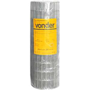 Tela alambrado, malha 10 cm x 5 cm, fio 1,9 mm, com 1,0 m x 25 m (altura x comprimento), VONDER