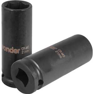 Soquete sextavado longo de impacto, 21 mm, encaixe de 1/2", VONDER