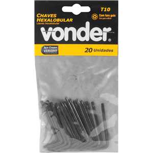 Chave hexalobular tipo L, com furo guia, T10 VONDER