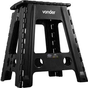 Banqueta plástica dobrável, preta, altura 450 mm, VONDER