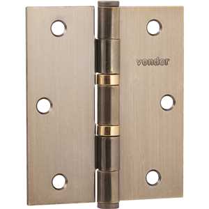 Dobradiça 3.1/2" com anel rolamento, latonada, com 3 peças, VONDER
