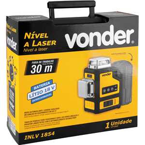 Nível a laser, 30 metros, verde, bateria intercambiável de 18 V, sem bateria e sem carregador, INLV 1854 VONDER