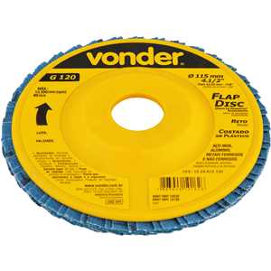 Flap-disc, disco de desbaste/acabamento, 4.1/2" - 115 mm, reto, grão 120, VONDER