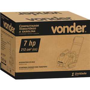 Placa compactadora vibratória, a gasolina, 7,0 hp, 4 tempos, VONDER