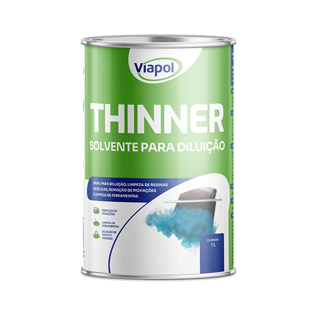 Thinner Viapol removedor de pichação e resina acrílica, solvente aromático para limpar ferramentas