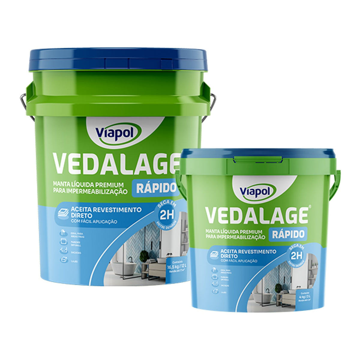 Vedalage Rápido Viapol manta líquida acrílica pronta para uso, secagem rápida, para banheiro, cozinha e sacada