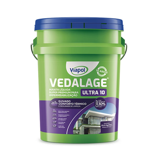 Vedalage Ultra 10 Viapol manta líquida refletiva com 10 anos de vida útil para laje e telha de fibrocimento