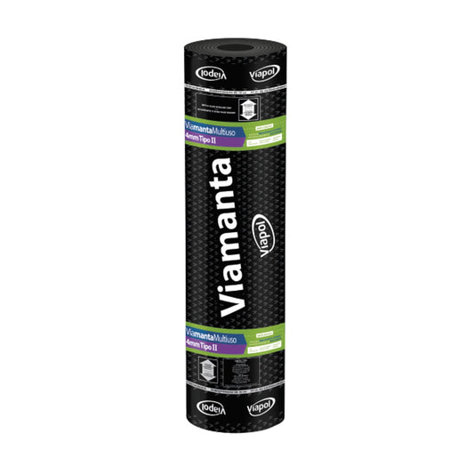 Manta asfáltica com acabamento em alumínio Viamanta Multiuso 3 mm Viapol para cobertura e telhado
