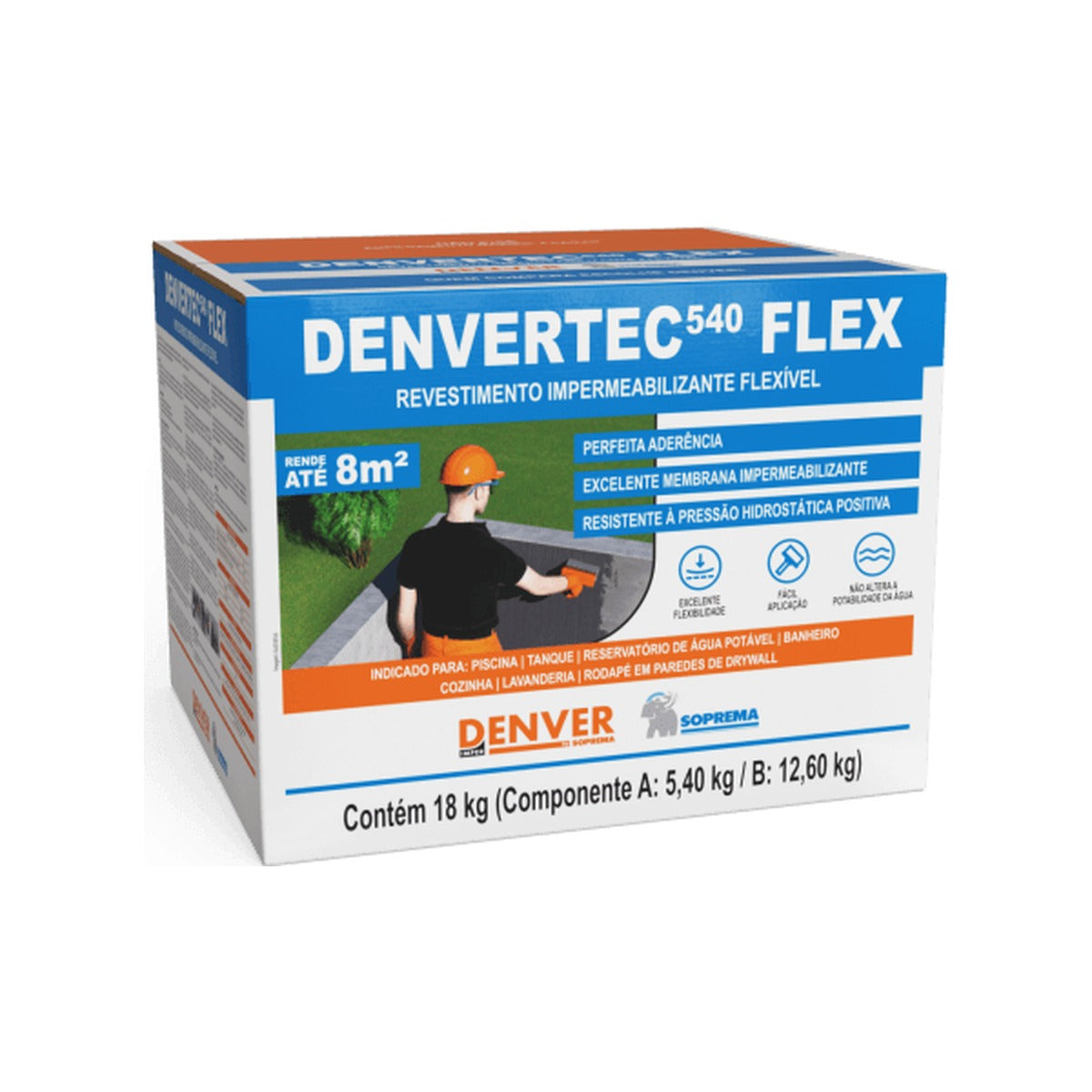 Argamassa polimérica flexível Denvertec 540 Flex 18 kg