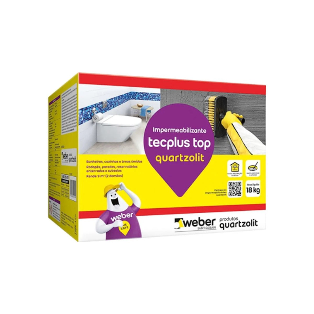 Argamassa polimérica semiflexível Tecplus Top Quartzolit impermeabilizante 18 kg