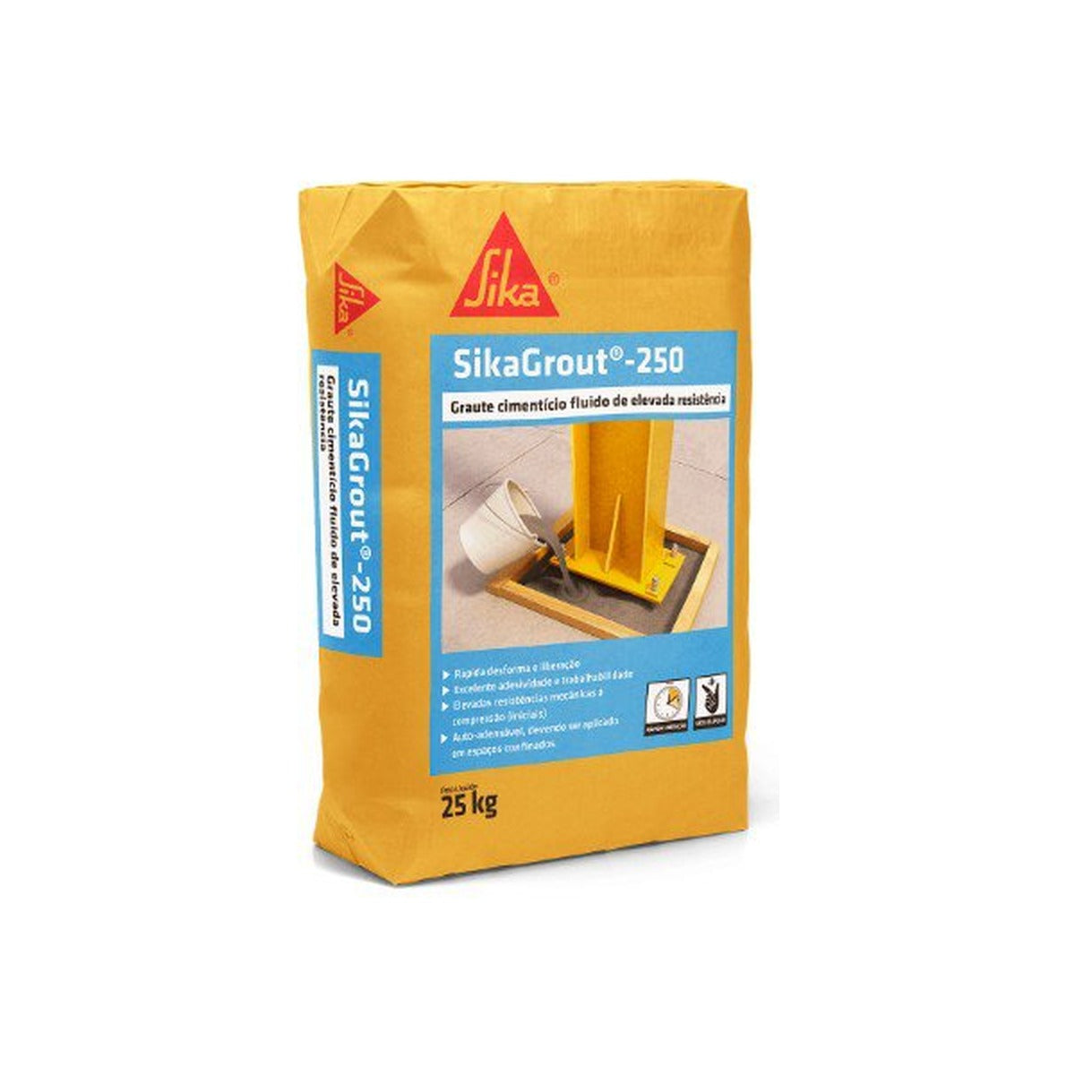 Graute cimentício Sika Grout 250 para reparo estrutural de concreto 25 kg