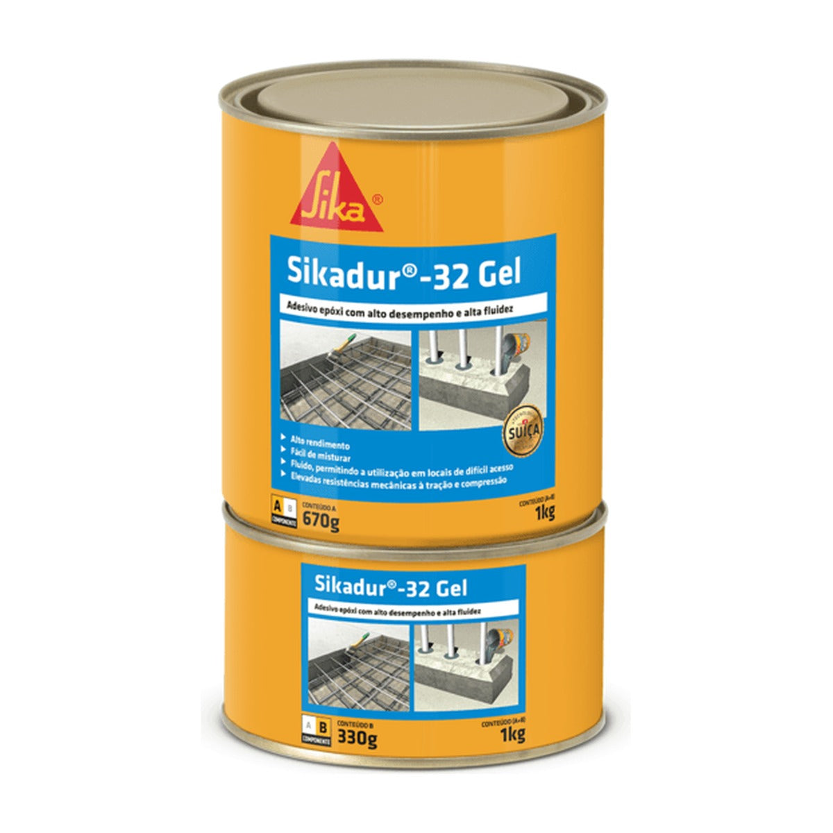 Adesivo epóxi estrutural Sikadur 32 Gel para colagem de concreto e metal