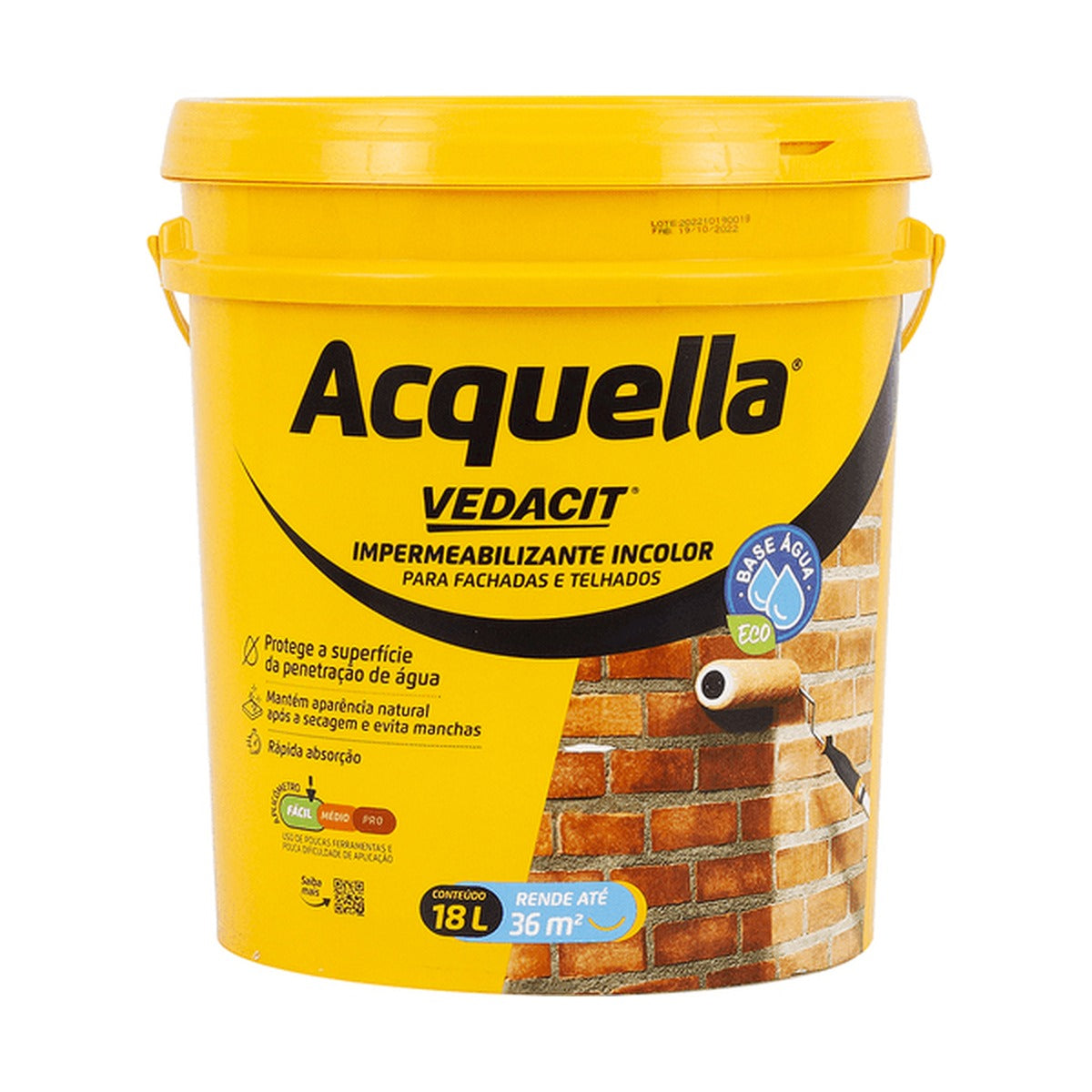 Hidrofugante incolor Acquella Vedacit base água para fachadas 18 L