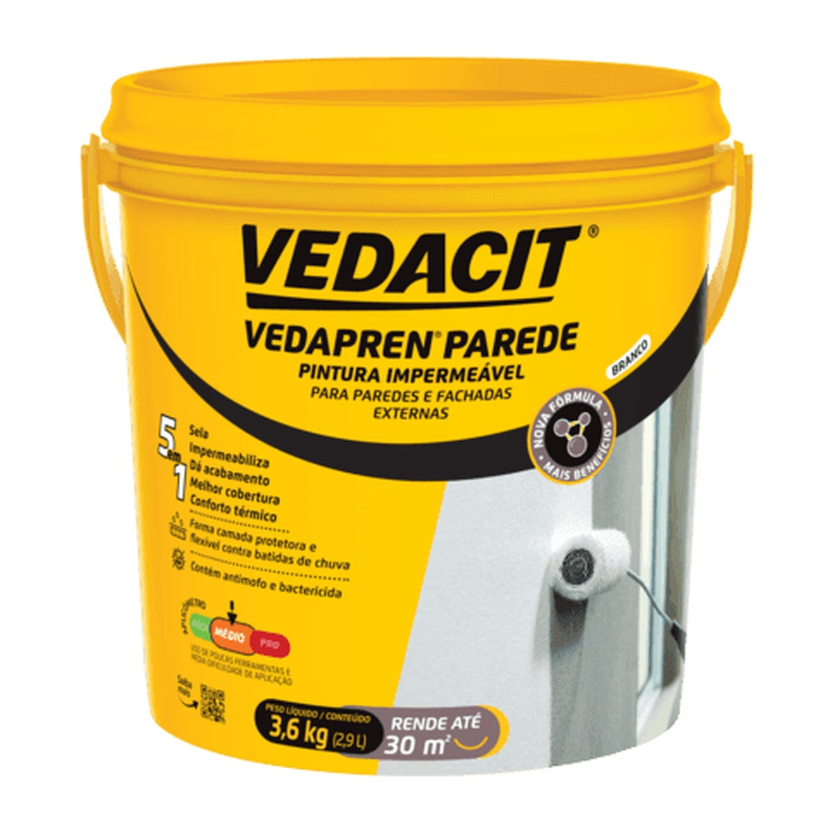 Impermeabilizante acrílico Vedapren Parede Vedacit para fachadas e muros 18 kg