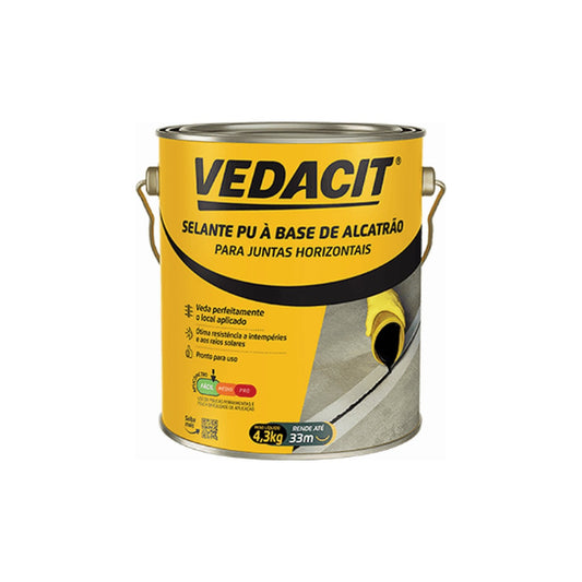 Selante de poliuretano com alcatrão Vedaflex J-15 Vedacit para juntas 4,3 kg