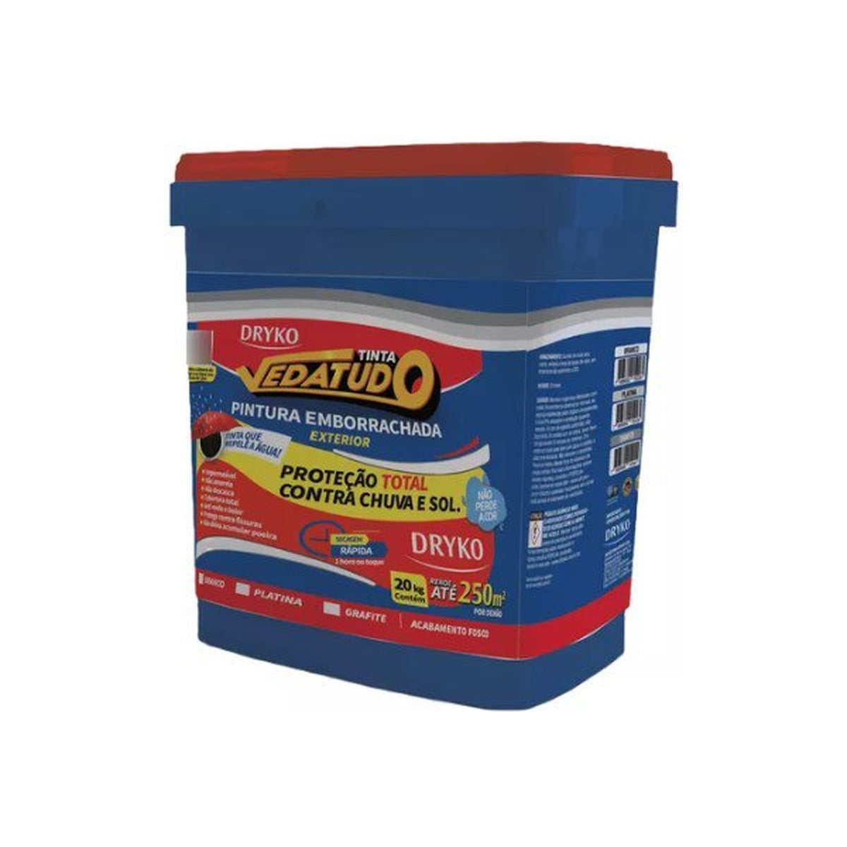 Tinta emborrachada Vedatudo Dryko para fachada e microfissuras 20 kg