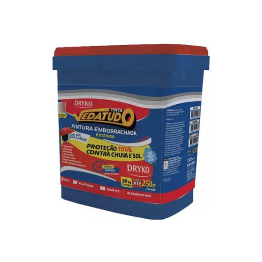 Tinta emborrachada Vedatudo Dryko para fachada e microfissuras 20 kg
