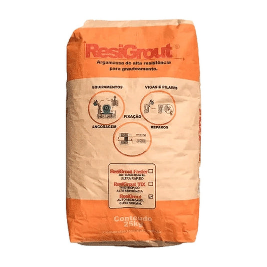 Graute fluido ResiGrout Resimat para reparo estrutural e ancoragem 25 kg