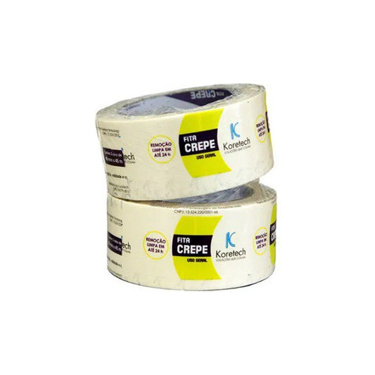 Fita crepe Koretech para mascaramento e fixação leve 48 mm x 45 m
