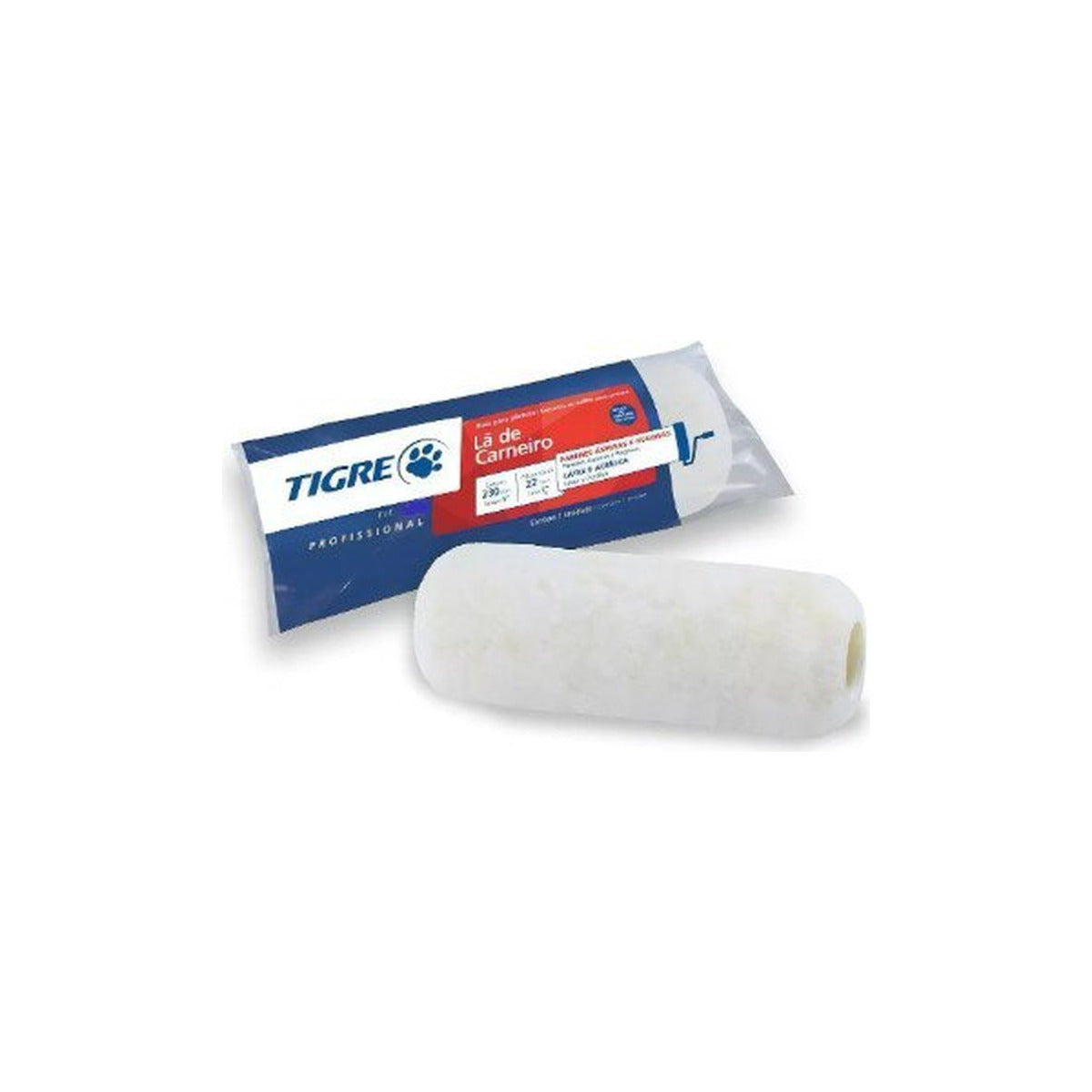 Rolo de lã natural de carneiro Tigre sem suporte para superfícies rugosas 23 cm