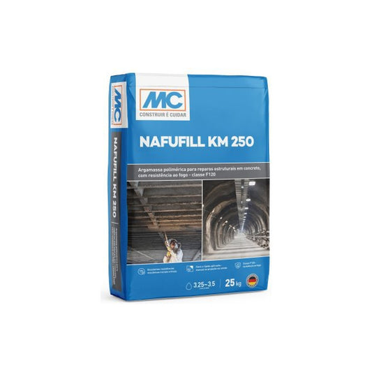 Argamassa estrutural Nafufill KM 250 resistente ao fogo para reparo de concreto 25 kg