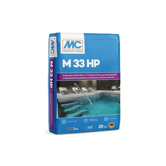 Argamassa colante AC III D e rejunte M 33 HP para pastilhas