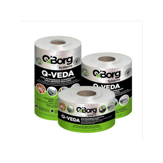 Fita asfáltica autoadesiva aluminizada Q-Borg para calhas, rufos e telhas